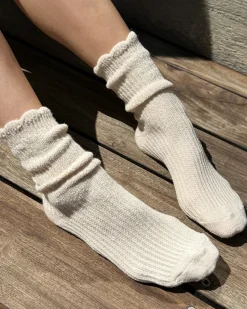 Le Bon Shoppe Linen Scallop Socks - Naturel^ Socks + Slippers