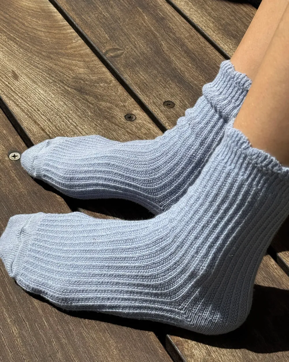 Le Bon Shoppe Linen Scallop Socks - Pale Blue^ Socks + Slippers