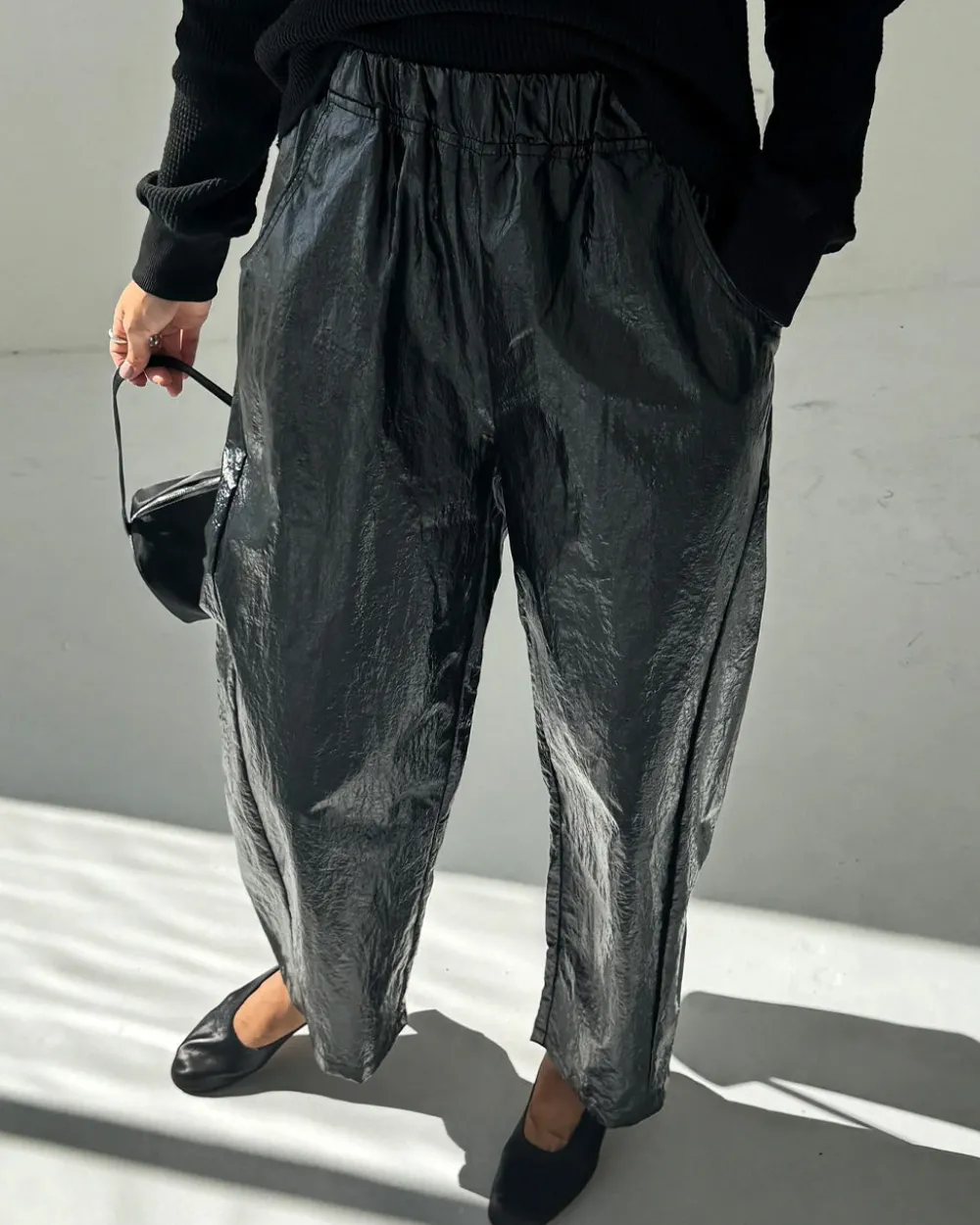 Le Bon Shoppe Liquid Nylon Arc Pants - Lacquer Black^ Bottoms