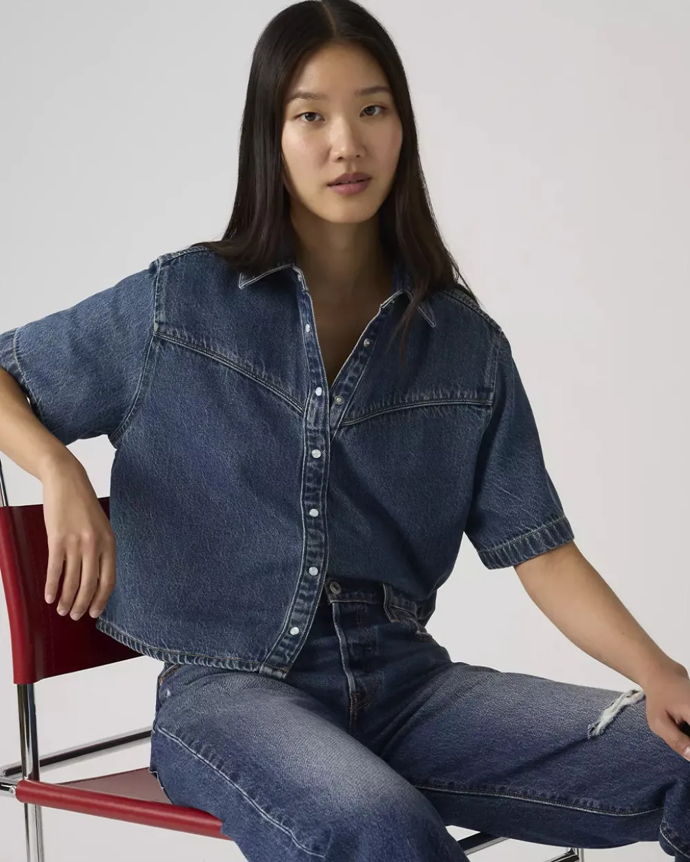 Levi's Logan Short Sleeve Denim Shirt - Tinted Times^ Tops