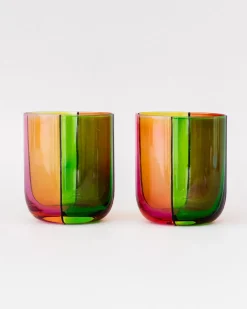ban.do Low Ball Glass Set - Colorblock^ Kitchen + Bar