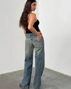 Motel Rocks Low Rise Parallel Jeans - Extreme Blue Green^ Bottoms