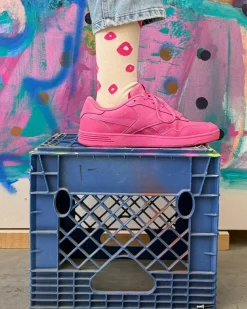 Jenny Pennywood Lucy Crew Socks - Hot Pink + Natural^ Socks + Slippers