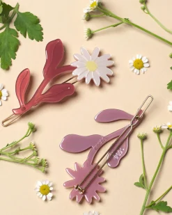 WINONA IRENE Marguerite Daisy Flower Barrette Set^ Hats + Hair