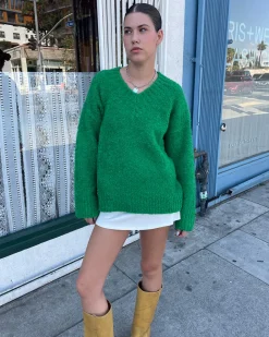 Lisa Says Gah Marion V-Neck Sweater - Kelly Green^ Tops