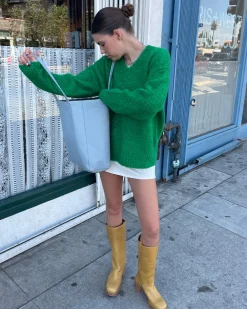 Lisa Says Gah Marion V-Neck Sweater - Kelly Green^ Tops