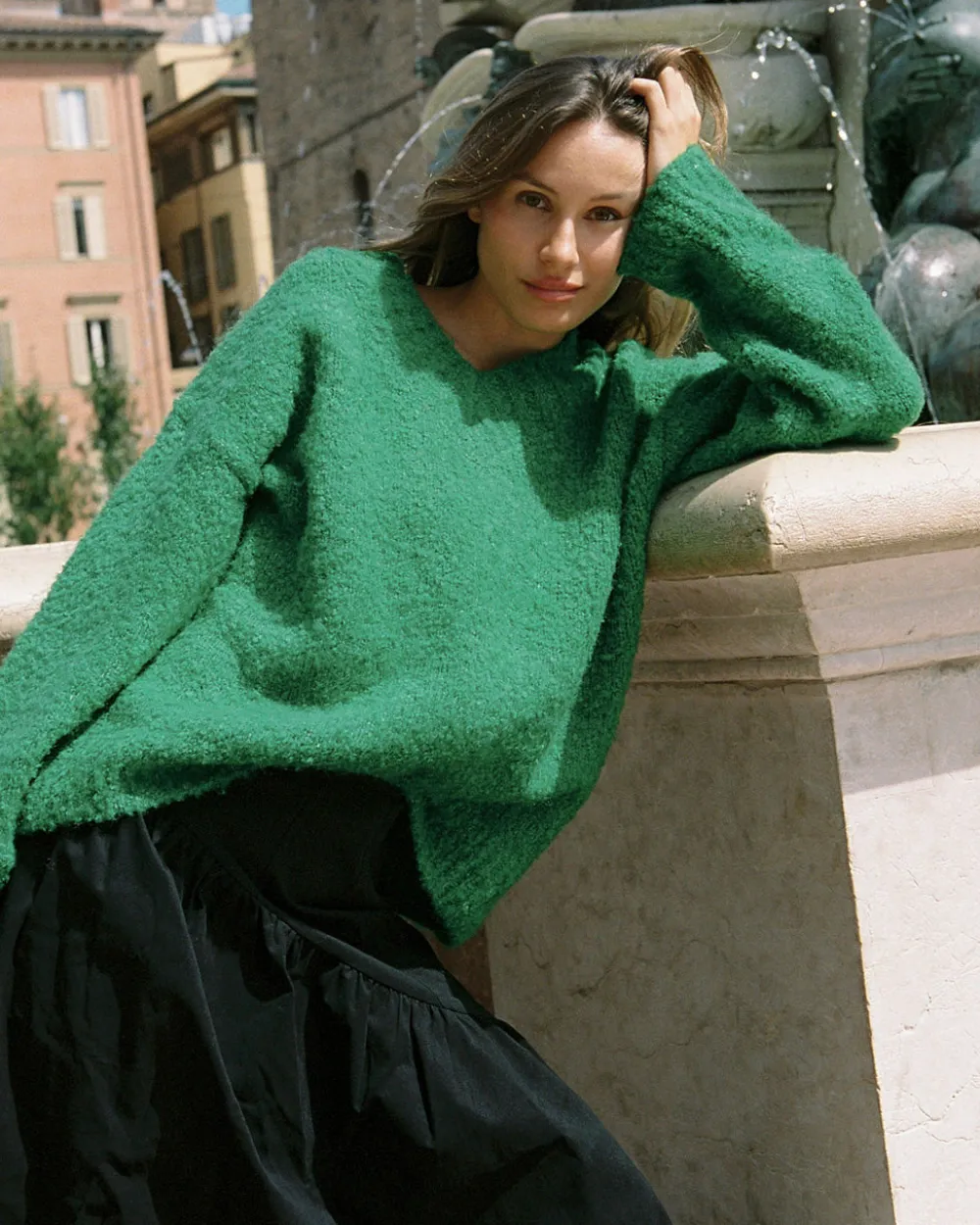 Lisa Says Gah Marion V-Neck Sweater - Kelly Green^ Tops