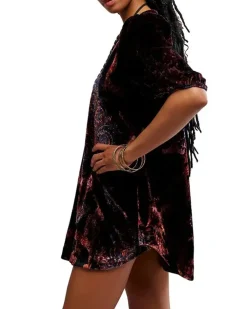 Free People Maye Printed Velvet Tunic - Dark Black Combo^ Tops