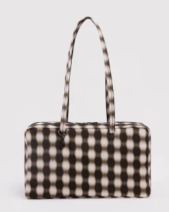 Baggu Medium Nylon Bowler Bag - Blurred Gingham Brown^ Bags