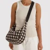 Baggu Medium Nylon Crescent Bag w/ Key Leash - Blurred Gingham Brown^ Bags