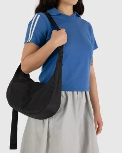 Baggu Medium Nylon Crescent Bag w/ Key Leash - Black^ Bags