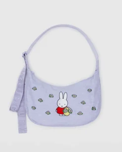 Baggu Medium Nylon Crescent Bag w/ Key Leash - Embroidered Miffy^ Bags