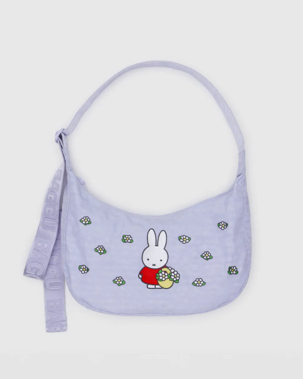 Baggu Medium Nylon Crescent Bag w/ Key Leash - Embroidered Miffy^ Bags