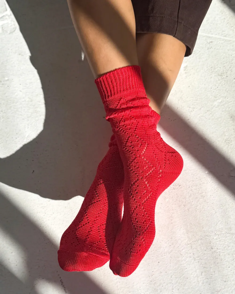 Le Bon Shoppe Modal Eyelet Socks - Poppy Red^ Socks + Slippers