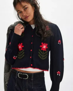 Free People Nonna Knit Cardigan - Midnight Bloom Combo^ Sweaters