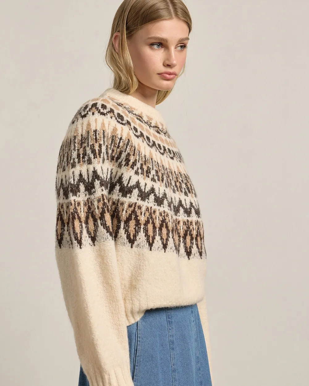 RAISONNEL Nordic Pattern Knit Sweater - Ivory Mix^ Sweaters