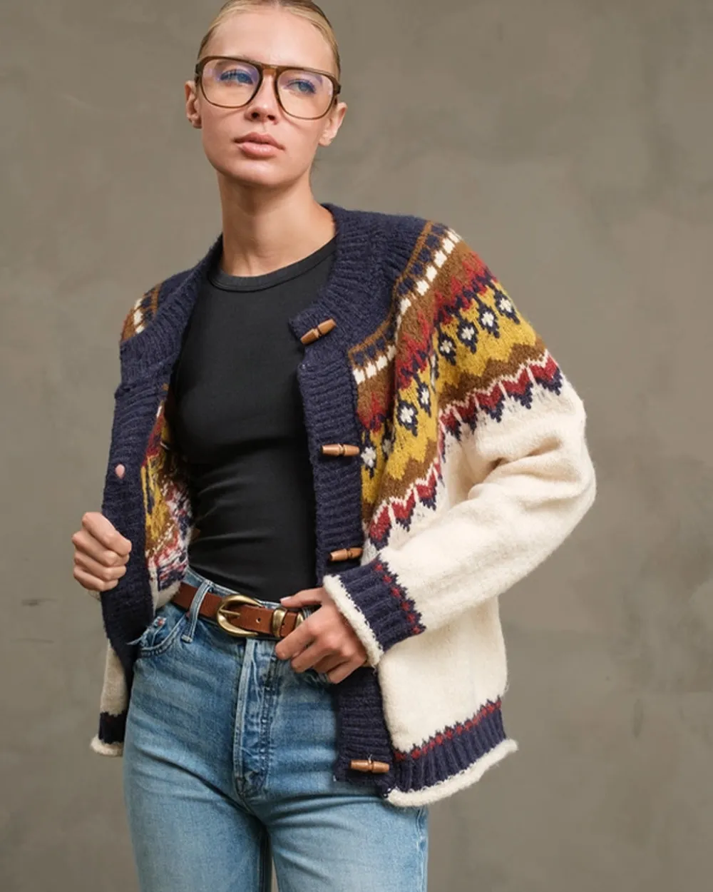 RAISONNEL Nordic Pattern Toggle Knit Cardigan^ Sweaters