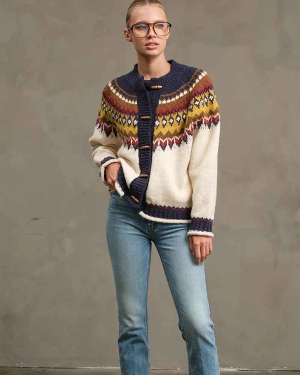 RAISONNEL Nordic Pattern Toggle Knit Cardigan^ Sweaters