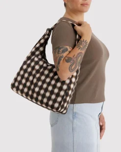 Baggu Nylon Shoulder Bag - Blurred Gingham Brown^ Bags