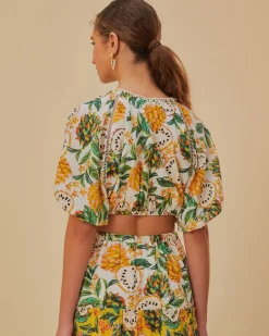 Farm Rio Off-White Biriba Cropped Top^ Tops