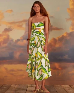Farm Rio Off-White Summer Foliage Strapless Midi Dress^ Dresses + Jumpsuits