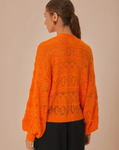 Farm Rio Orange Textured Knit Cardigan^ Sweaters