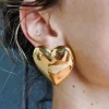 HoopLa Style Oversized Gold Puffy Heart Earrings^ Jewelry