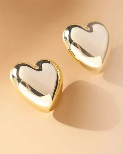 HoopLa Style Oversized Gold Puffy Heart Earrings^ Jewelry