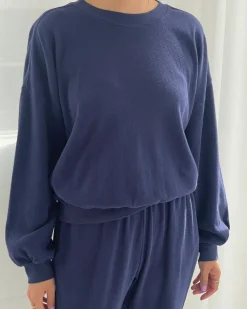 Le Bon Shoppe Pointelle Core Sweatshirt - Navy^ Tees + Sweatshirts