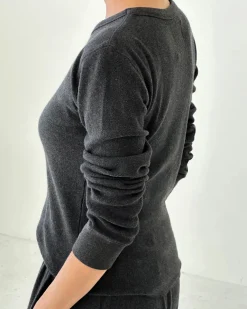 Le Bon Shoppe Pointelle Fundamental Tee - Charcoal^ Tees + Sweatshirts