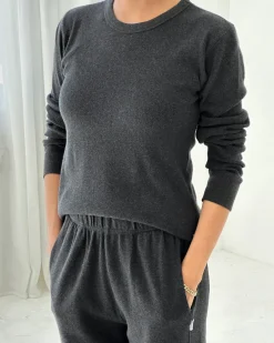 Le Bon Shoppe Pointelle Fundamental Tee - Charcoal^ Tees + Sweatshirts
