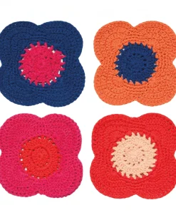 Danica Jubilee Poppy Crochet Coasters - Set of 4^ Kitchen + Bar