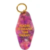 Golden Gems Reading Is Cheaper Than Therapy Keychain^ Travel Accessories