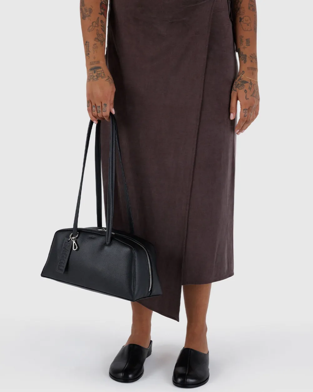 Baggu Recycled Leather Bowler Bag - Black^ Bags