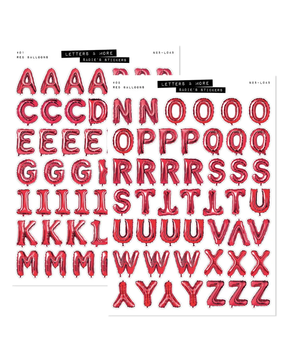 Sadie's Stickers Red Balloon Letter Set - Letters & More Sticker Set^ Stickers + Tape