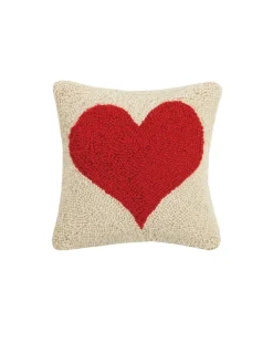 Peking Handicraft Red Heart Hook Pillow^ Home + Décor
