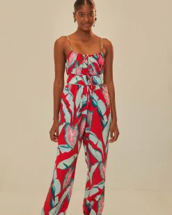 Farm Rio Red Summer Foliage Organic Cotton Jumpsuit^ Dresses + Jumpsuits