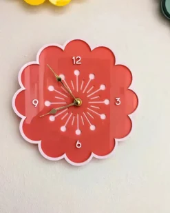Mostly Just Tired Retro Daisy Wall Clock - Pink^ Home + Décor