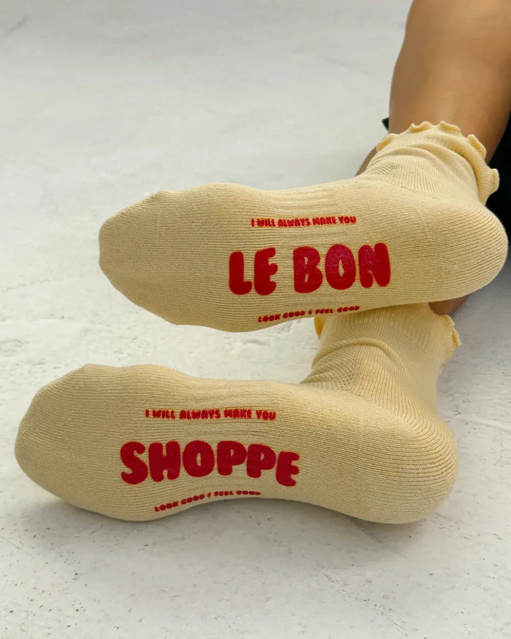 Le Bon Shoppe Ruffled Hugger Crew Socks - Banana Cream^ Socks + Slippers