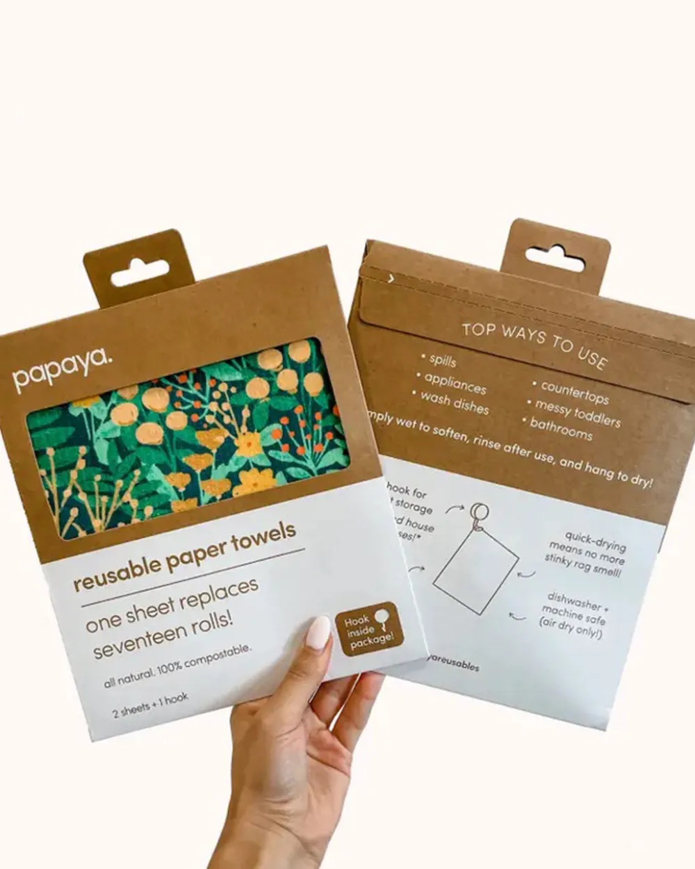 Papaya Reusables Secret Garden Reusable Paper Towel/Swedish Dish Cloth Set^ Kitchen + Bar