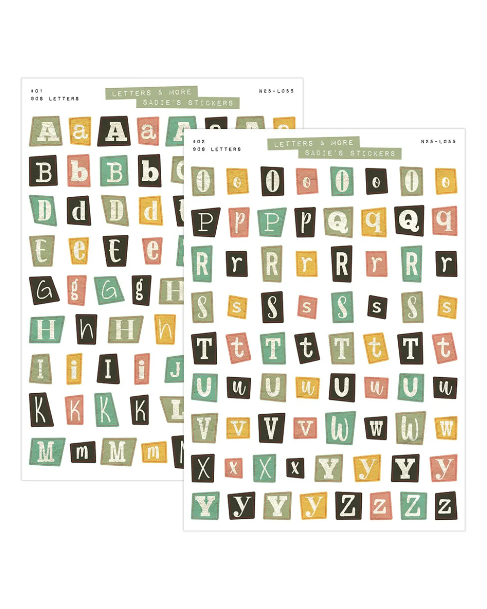 Sadie's Stickers 90's Letter Set - Letters & More Sticker Set^ Stickers + Tape