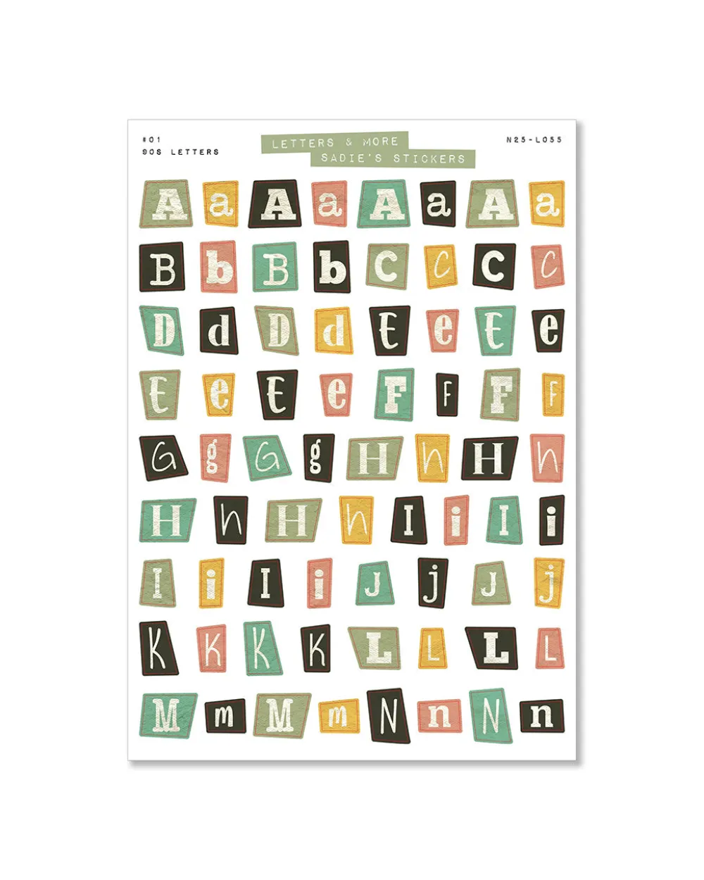 Sadie's Stickers 90's Letter Set - Letters & More Sticker Set^ Stickers + Tape