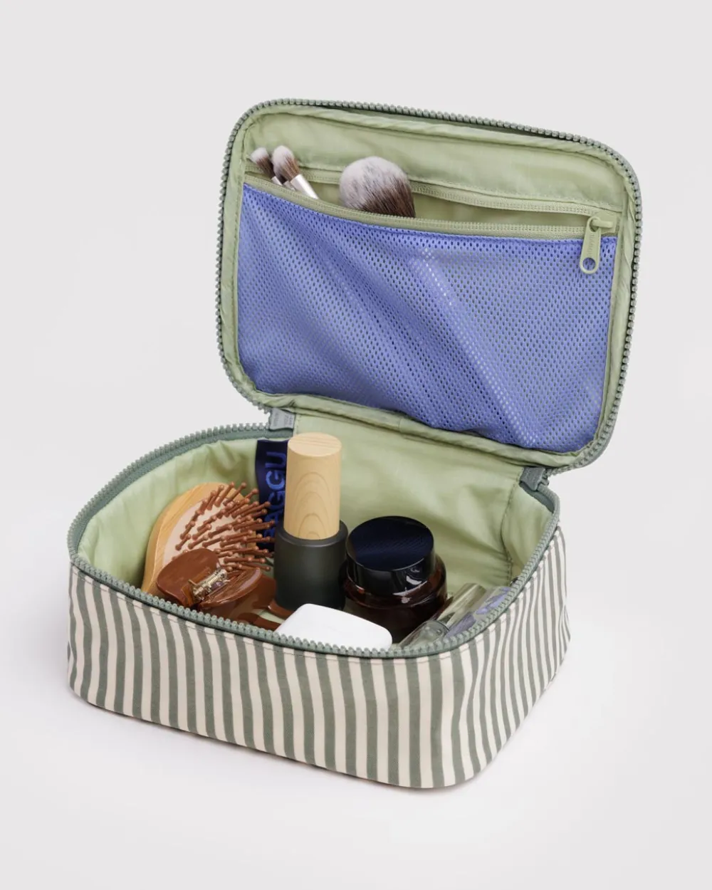 Baggu Small Cosmetic Case - Sage Stripe^ Travel Accessories|Bags