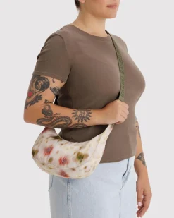 Baggu Small Nylon Crescent Bag w/ Key Leash - Abstract Floral^ Bags