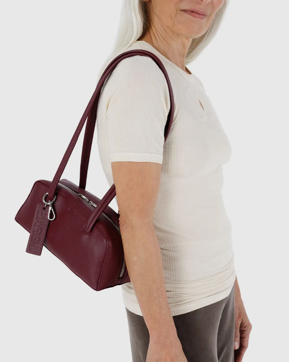 Baggu Small Recycled Leather Bowler Bag - Mahogany^ Bags