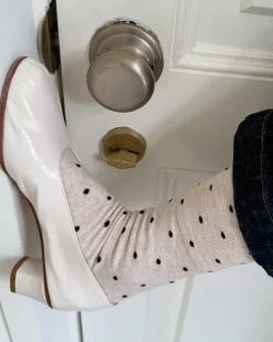 Le Bon Shoppe Sneaker Socks - Oatmeal + Black Polka Dot^ Socks + Slippers