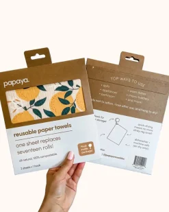 Papaya Reusables Squeeze The Day Reusable Paper Towel/Swedish Dish Cloth Set^ Kitchen + Bar