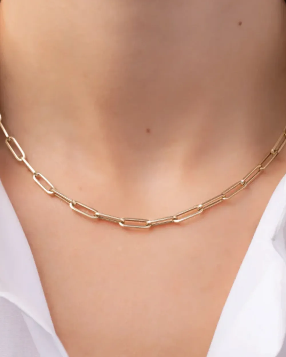 HoopLa Style Stainless Steel Paper Clip Necklace - Gold^ Jewelry