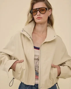 RAISONNEL Stand Collar Drawstring Jacket^ Jackets