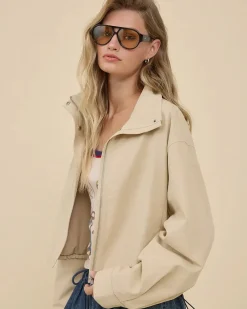 RAISONNEL Stand Collar Drawstring Jacket^ Jackets